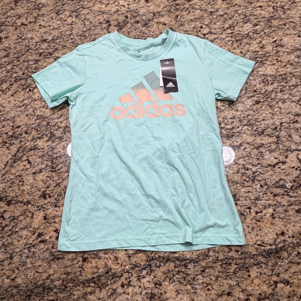 NEW Adidas Womens Sport Tee Clear Mint Green Logo T-Shirt GV1303 Size Small ws